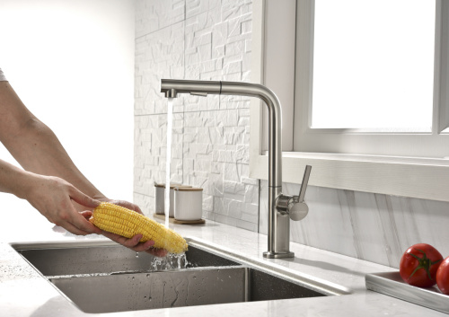 Смеситель для кухни Paulmark NEO Ne214419-BS на мойку никель - фото 5